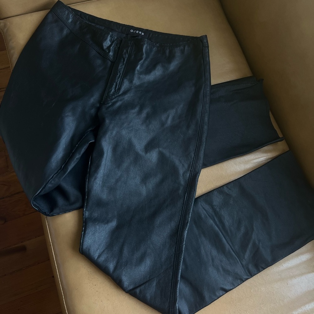 Vintage Genuine Leather Guess Black Leather Pants size 4 or medium